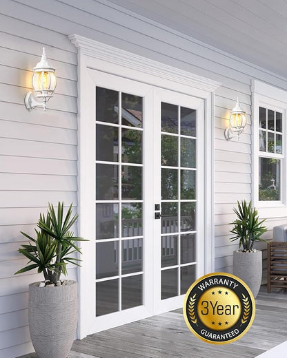 VIANIS White Dusk to Dawn Porch Light, Outdoor Sconces Wall Lighting Lantern, 100% Aluminum Outside Light Fixtures for House, Waterproof LED Exterior Garage Lights Wall Mount Lamp for Entrance 2-Pack