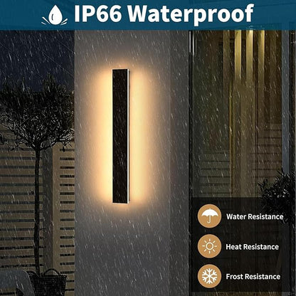 Outdoor Wall Sconces, 31.4 inch LED Modern Wall Lights Fixture, 3000K Warm White, IP65 Waterproof, Black Linear Long Strip Wall Lamp Lighting for Patio Garage Front Door