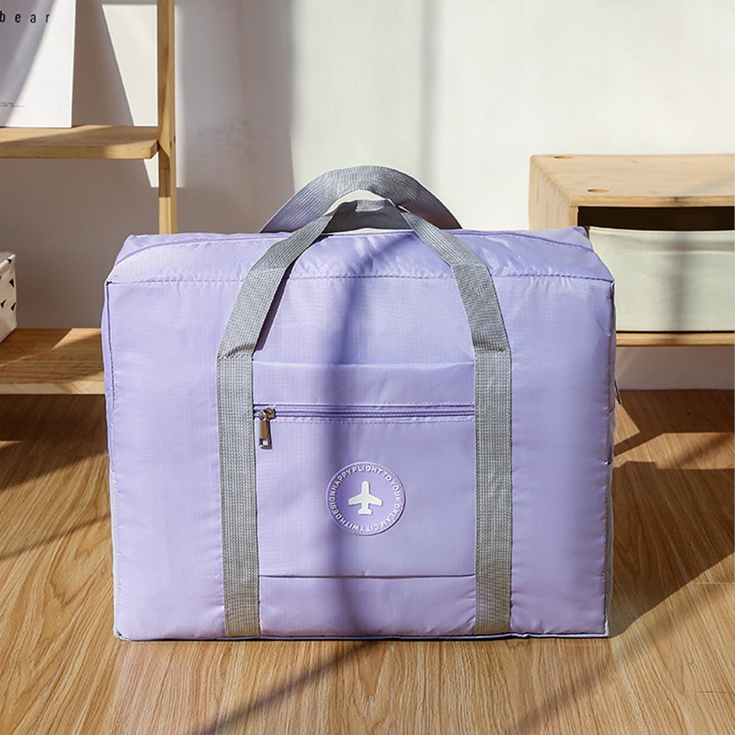 Travel Bag for Women Foldable Duffle Bag Spirit Airlines Personal Item Carry On Tote Lightweight Sports Gym Tote Weekender Overnight Bag (Purple)