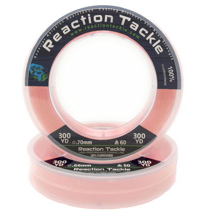 Reaction Tackle 100% Pure Fluorocarbon Fishing Line - High Strength, Abrasion-Resistant, Fast-Sinking, Virtually Invisible - Saltwater and Freshwater Leader Line - Pink - 4LB 300 Yards