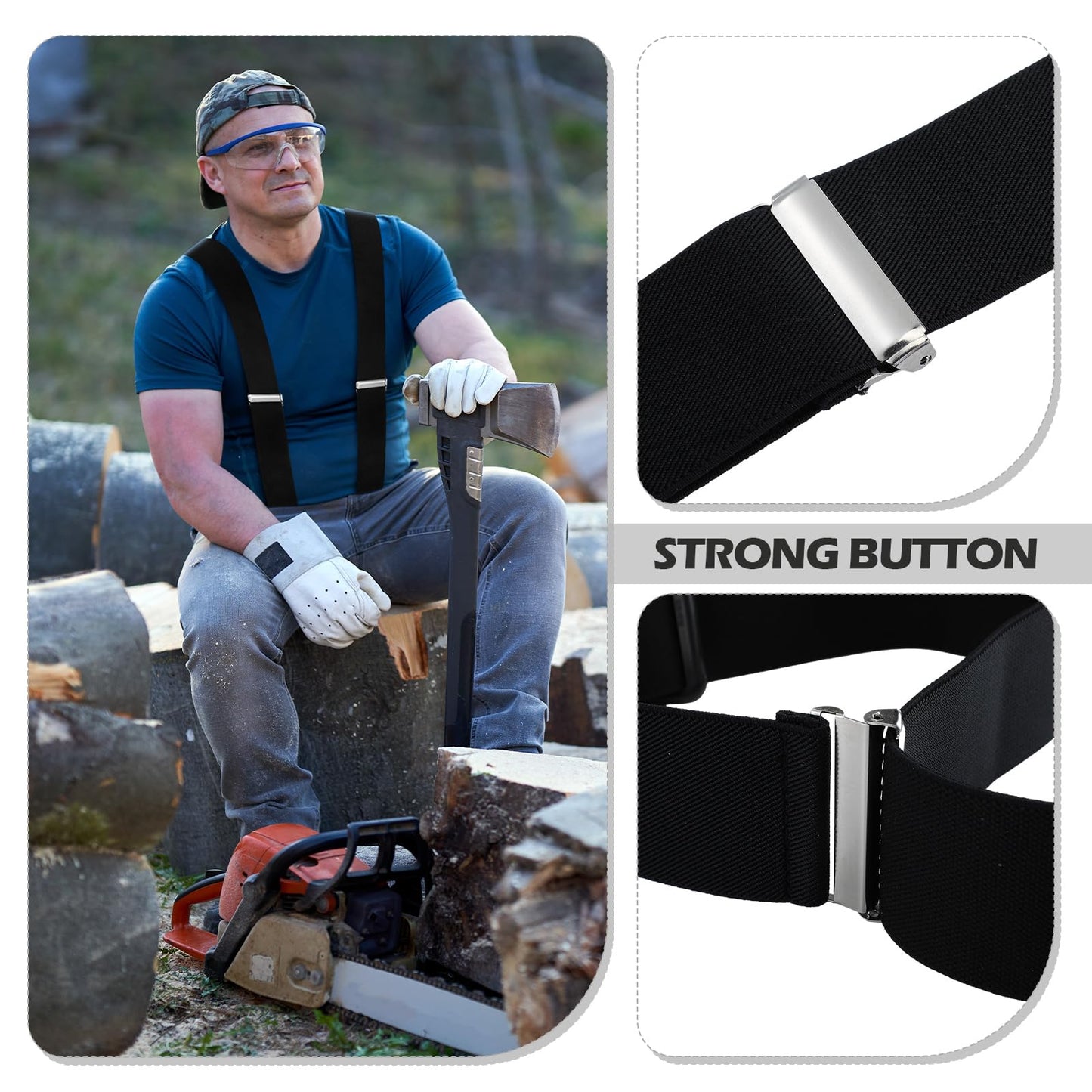Chicingyou Suspenders for Men 2 Inches Wide X-Back Men's Heavy Duty Adjustable Under Shirt Suspender with Clips for Men Shirt Jeans Pants