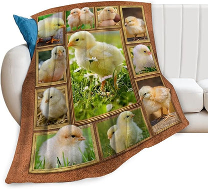 Cute Chicken Blanket, Farm Animal Throw Blankets, Yellow Chick Fuzzy Plush Blanket Ultra Soft for Chicken Lover Gift Kids Teens Women Men Girls Boys Stuff Decor for Home Bedding Sofas Couch 50"X40"