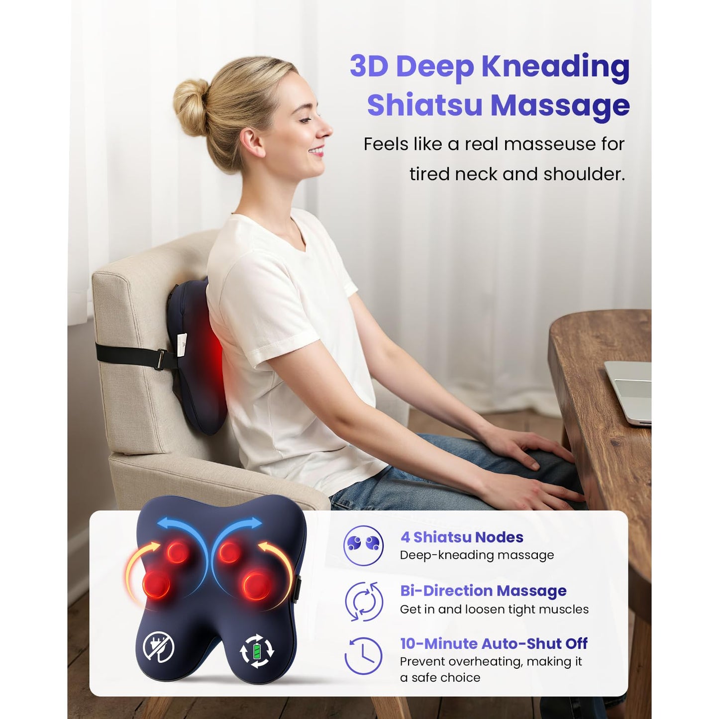 BOB AND BRAD Cordless Back Massager with Heat FSA Eligible HSA Eligible, Shiatsu Neck Massager for Pain Relief Deep Tissue, 3D Kneading Massage Pillow for Pain Relief, Birthday Gifts for Women Men