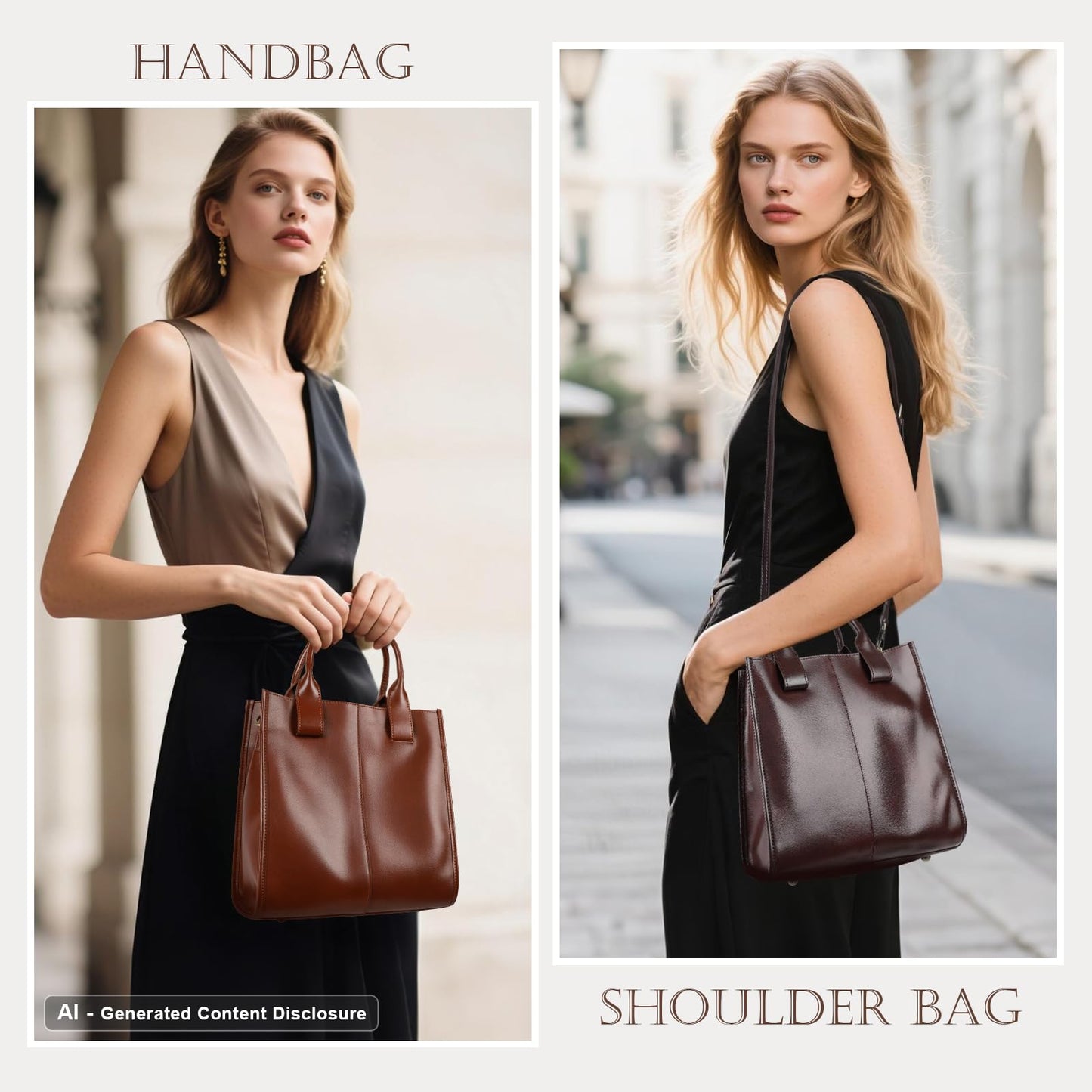 MFFOR Genuine Leather Crossbody Handbags, Work Tote Bag for Women, Top Handle Bags, Shoulder Purses for Office Travel (Coffee)