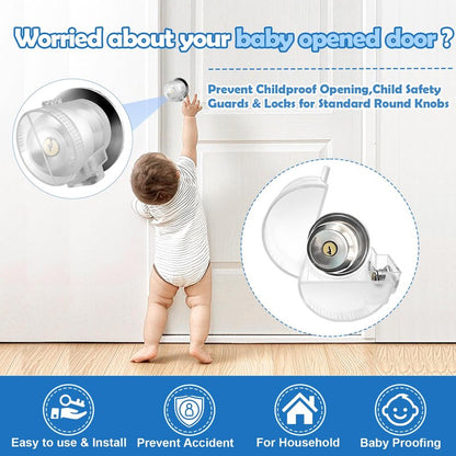 PILISPARK Door Knob Safety Self-locking Cover for Kids, 1 Pack,Prevent Childproof Opening,Easy Install&Use,Child Safety Guards & Locks for Standard Round Knobs