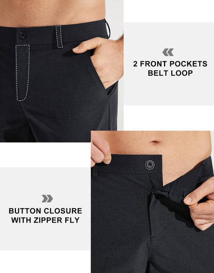 Libin Men's Dress Pants Comfy Lightweight Golf Pants 34" Stretch Business Casual Outfits with Pockets for Work Office Travel Vacation, Black, 34W x 34L
