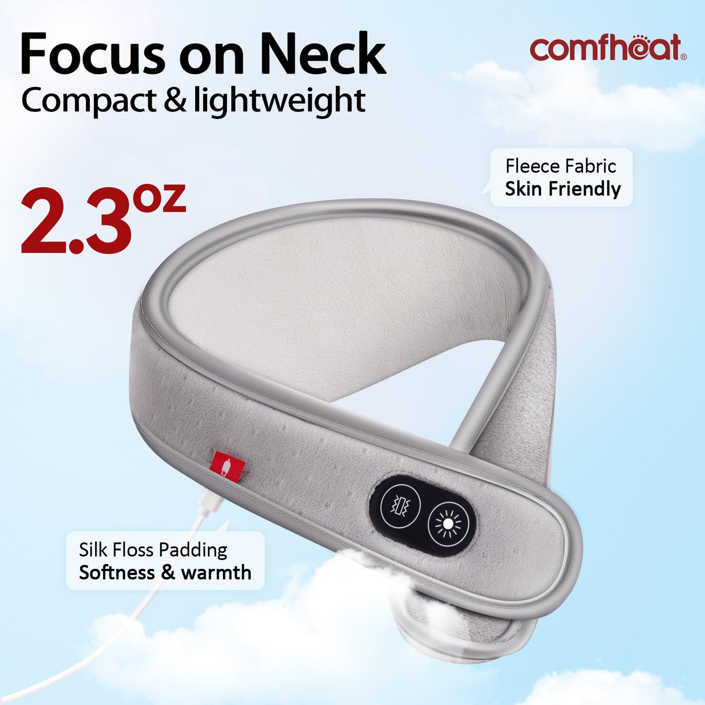 Portable Neck Heating Pad with Vibration Massage for Pain Relief, Rechargeable Heated Neck Wrap for Soreness Stiffness, 3 Heat Levels & Vibrations, Auto-Off, 3000mAh Battery Included