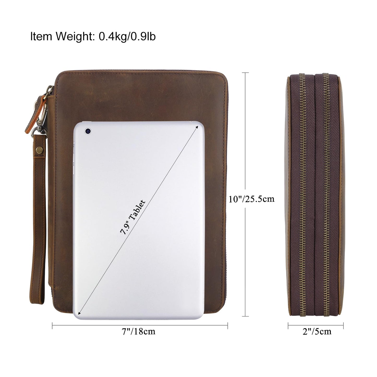 TIDING Leather Cable Electronics Organizer Case, Double Layer Travel Electronic Storage Bag for Charger, Cables, Phone, SD Card