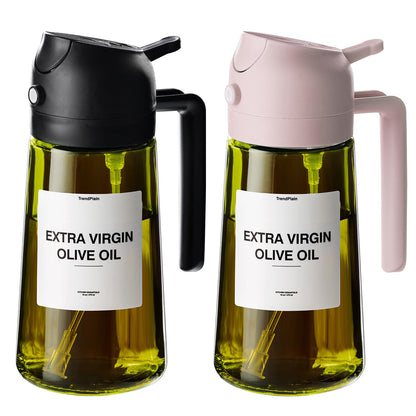 TrendPlain - Original 16oz/470ml Olive Oil Dispenser Bottle for Kitchen Gadgets and Air Fryer Accessories - Olive Oil Sprayer for Cooking w/Stickers - Black&Green