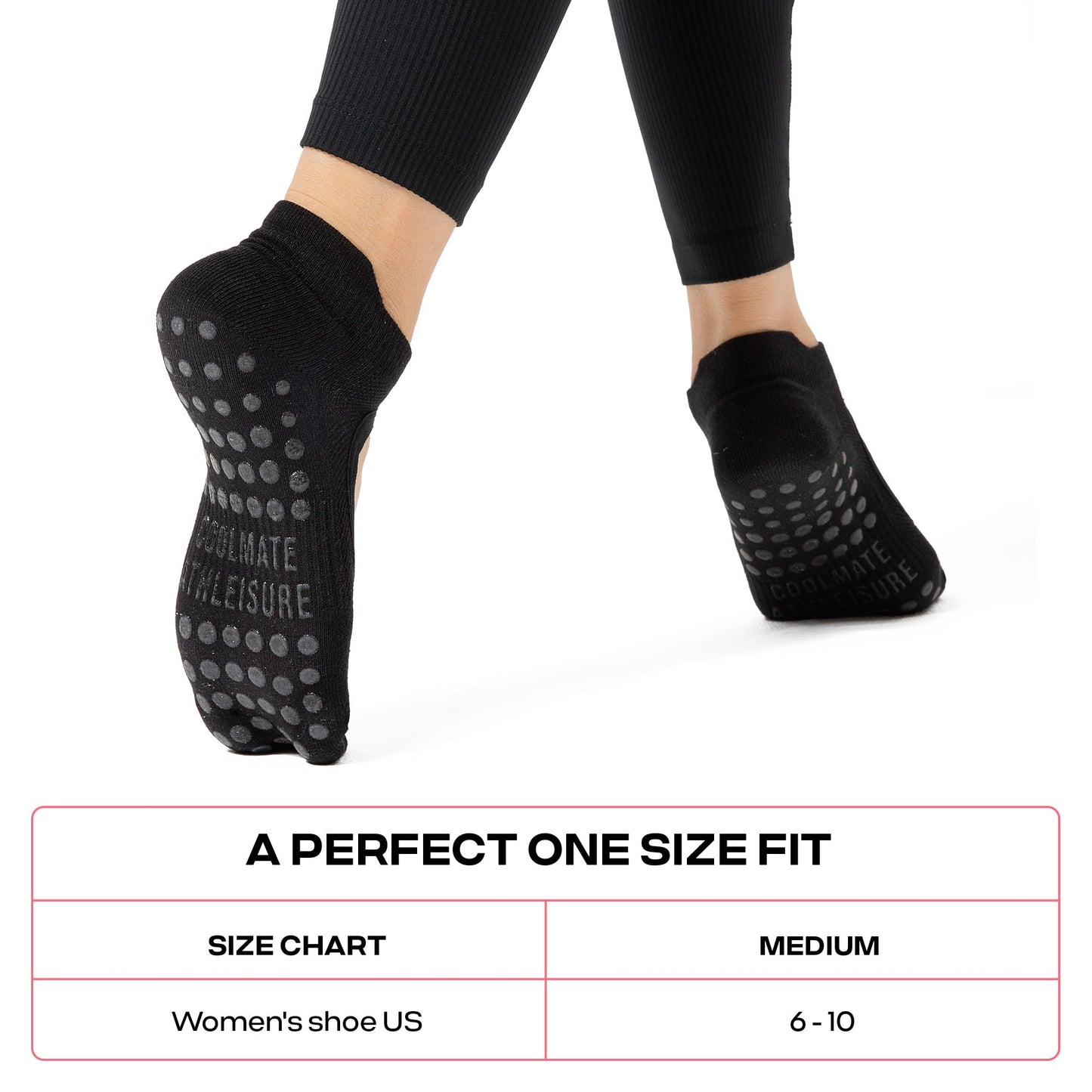 CoolMate Pilates Socks with Grips for Women, Yoga Socks, Crew Non Slip Women for Workout, Barre, Pilates Gifts