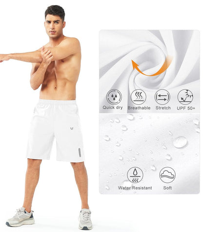 NORTHYARD Men's Athletic Running Shorts Quick Dry Workout Shorts 7"/ 5"/ 9" Lightweight Sports Gym Basketball Shorts Hiking Exercise WHITE-9inch S