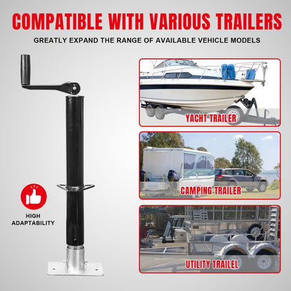 Road DAWG A-Frame Trailer Jack, 2,000 LBs Capacity, 14 Inches Vertical Travel, Top-Wind Handle Trailer Tongue Jack with Foot Plate, for Camper, RV，ATR39004MB
