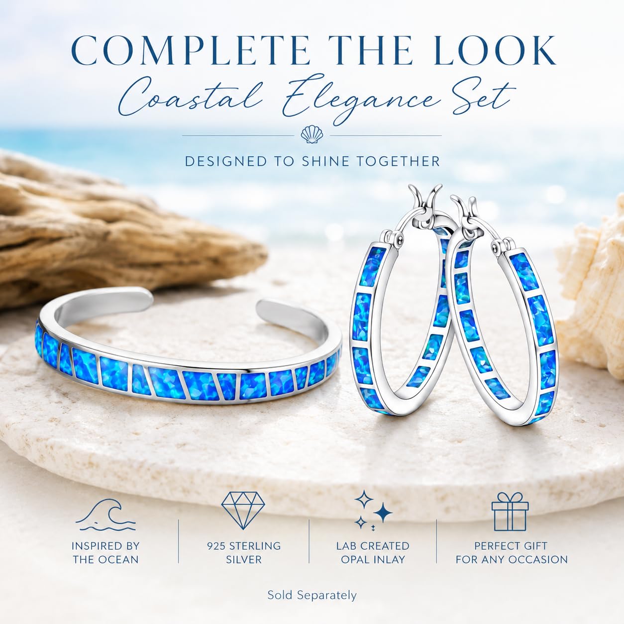 Blue Fire Opal Cuff Bracelet for Women – Turquoise & Lapis Style Silver Bangle, Adjustable Boho Southwestern Jewelry Gift