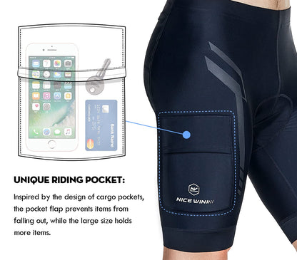 Men's Bike Shorts 4D Padded Cycling Bicycle Riding Pants Road Biking MTB Cycle Pockets Tights UPF50+ Black1 XL