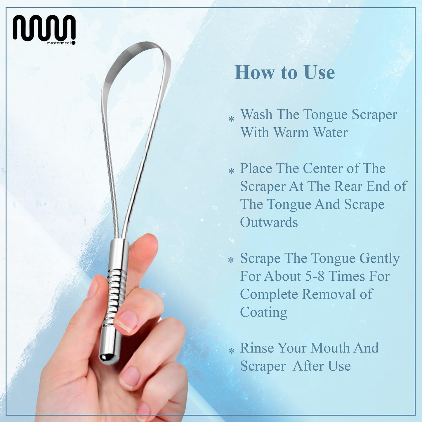 MasterMedi Tongue Scraper with Case Easy to Use Tongue Scraper for Adults, Tongue Cleaner for Oral Care & Hygiene (Single Pack (with Travel Case))