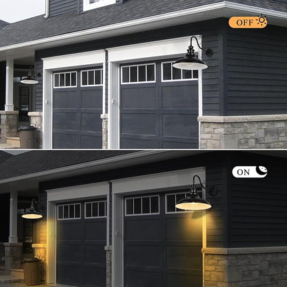 Exterior Farmhouse Gooseneck Barn Light, 16 Inch Vintage Outside Garage Light Fixtures, 4PCS Anti-Rust Waterproof Outdoor Light for Patio Frontdoor Entryway Doorway, Matte Black