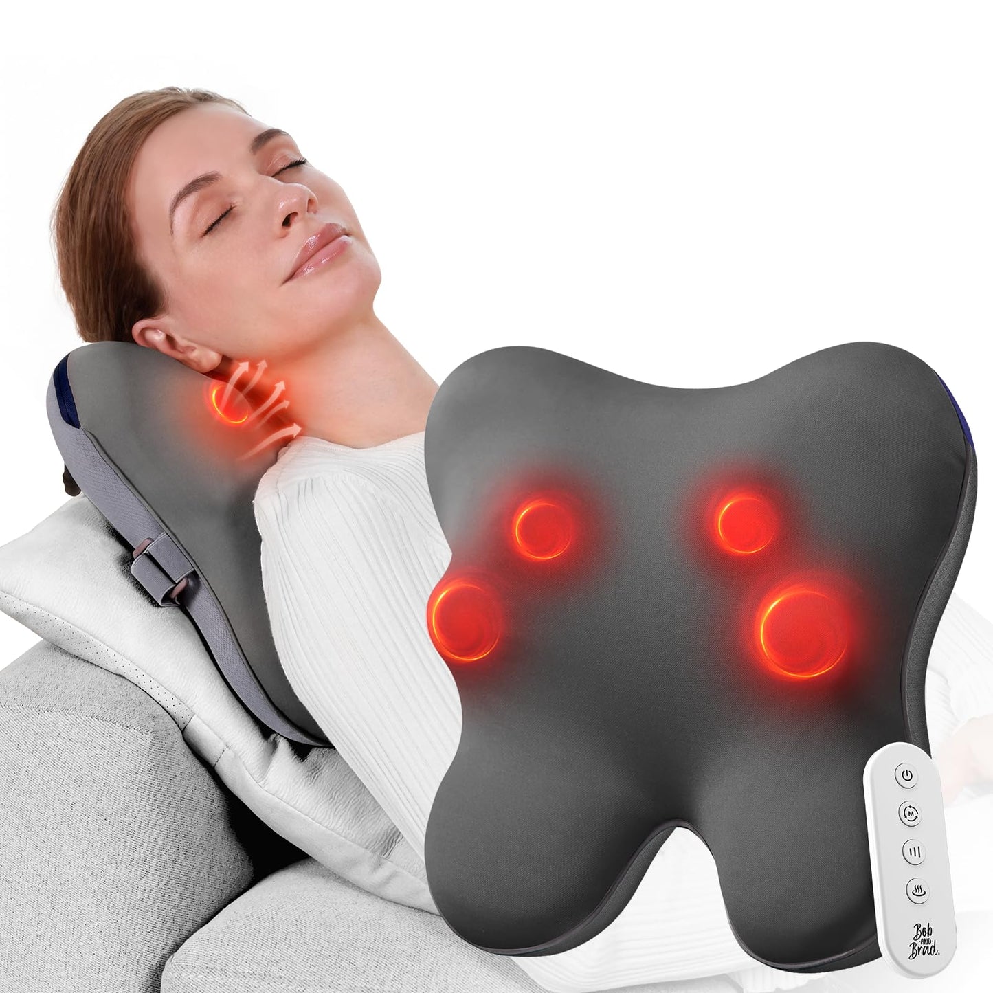 BOB AND BRAD Cordless Back Massager with Heat FSA Eligible HSA Eligible, Shiatsu Neck Massager for Pain Relief Deep Tissue, 3D Kneading Massage Pillow for Pain Relief, Birthday Gifts for Women Men