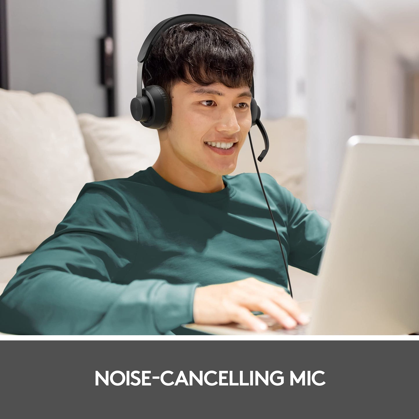 Logitech Zone Wired Noise Cancelling Headset, Certified for Microsoft Teams with Advanced Noise-canceling mic Technology for Open Office environments, USB-C with USB-A Adapter, Graphite