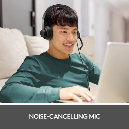 Logitech Zone Wired Noise Cancelling Headset, Certified for Microsoft Teams with Advanced Noise-canceling mic Technology for Open Office environments, USB-C with USB-A Adapter, Graphite