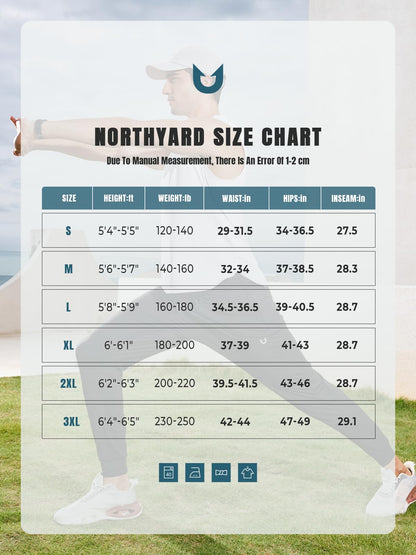NORTHYARD Men's Joggers Pants with Zipper Pockets Lightweight Sweatpants Athletic Running Workout Track Pants for Men Black L