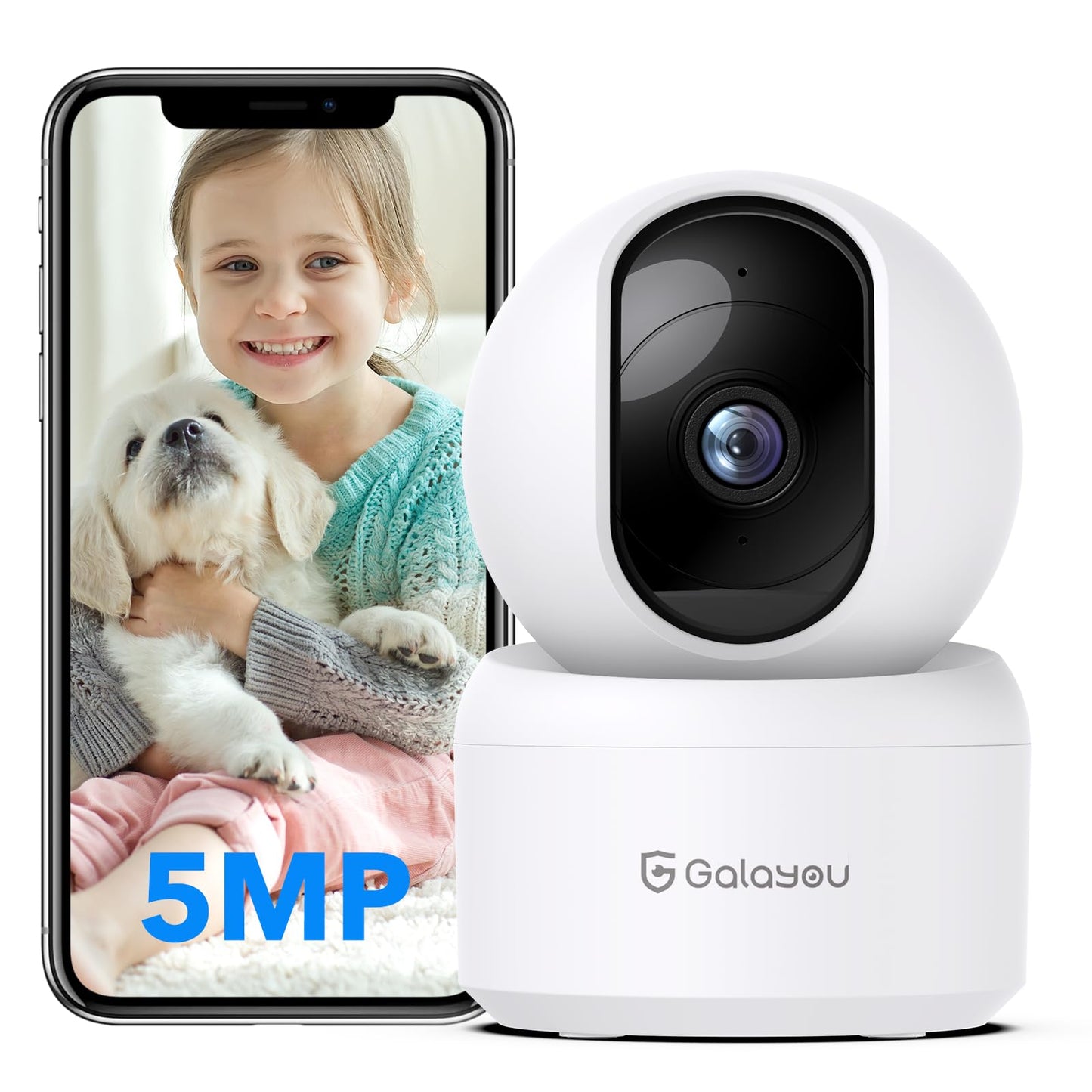 GALAYOU Indoor Security Camera 2K, 360 Degree 2.4G WiFi Home Security for Baby/Pet/Elder/Nanny with Night Vision, 24/7 SD Card Storage, Works with Alexa and Google Assistant G2-2Pack