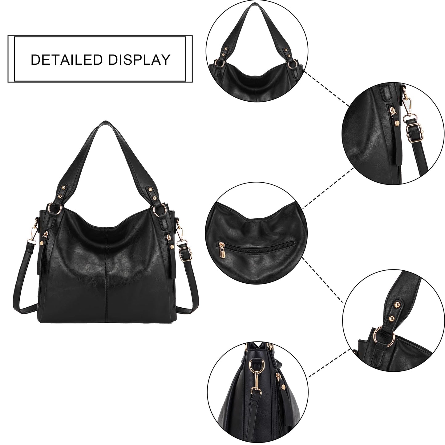 TOVAXY Women's Hobo Handbags Crossbody Bags Ladies Tote Shoulder Bags Purses and Wallet Set 2pcs