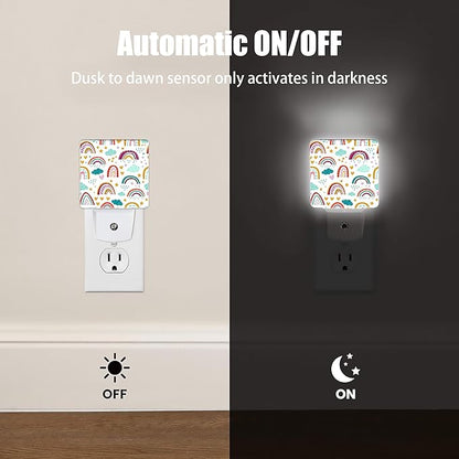 Rainbow Night Light, Star Cloud Plug into Wall with Dusk to Dawn Light Sensors, Warm Nightlights for Bedroom, Bathroom, Hallway, Kitchen, Gifts Ideal for Boys Girls Women Men