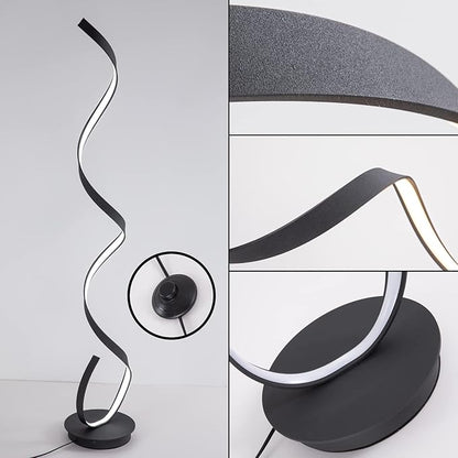 Spiral Floor lamp, 57 "48W Unique Modern LED Floor Light, 3 Color dimmable Remote Control Corner lamp Standing Light, Suitable for The Living Room Bedroom Reading Decorative Floor lamp（Black）