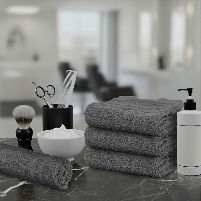 24 Pack Dark Grey Hand Towel 100% Cotton Spa Towel – 16x27 inches Highly