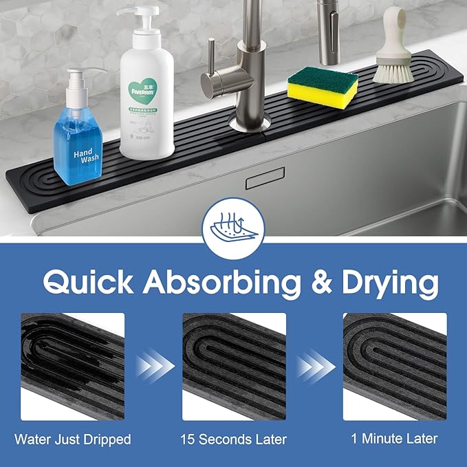 24 Inch Kitchen Sink Splash Guard, Sink Splash Guard Behind Faucet, Silicone