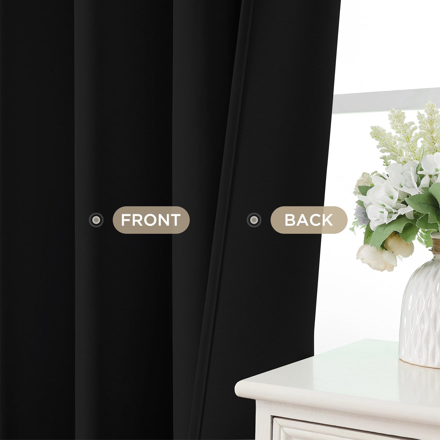 Joydeco Black Blackout Curtains 96 Inches Long, Thermal Insulated Curtains 2 Panels Set for Bedroom, Room Darkening Drapes for Living Room Window (W52 x L96 Inch, Black)