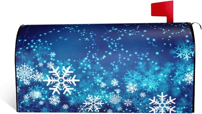 DADABULIU Mailbox Covers Christmas Snowflake Blue Xmas Winter Magnetic Letter Post Box Cover Standard Size 25.5 x 21 Inch Garden Yard Home Decorative