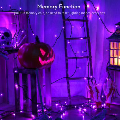 BrizLabs Purple Halloween Lights, 78.74ft 240 LED String Lights with Timer, Plug in Halloween Purple Mini Light Connectable, Outdoor Waterproof Tree Light for Indoor Outside Decor