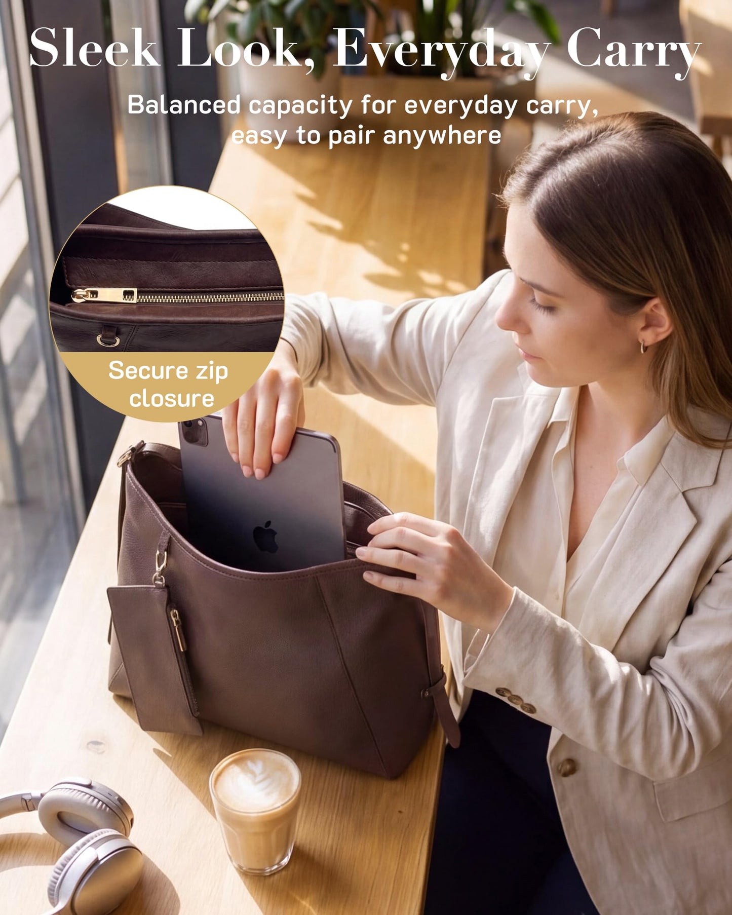 Missnine Hobo Bag for Women PU Leather Purses with Small Pouch, Multi-pocket Crossbody Handbags with Zipper, Everyday & Travel Ladies Chic Shoulder Bags Comfortable Adjustable Strap Tote Purse,Black