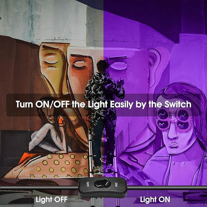 3 Pack 150W LED Black Lights, Blacklight Flood Light Outdoor with Plug and Switch, IP66 Waterproof for Dance Party, Glow in The Dark, Halloween Lights, Body Paint, Fluorescent Poster