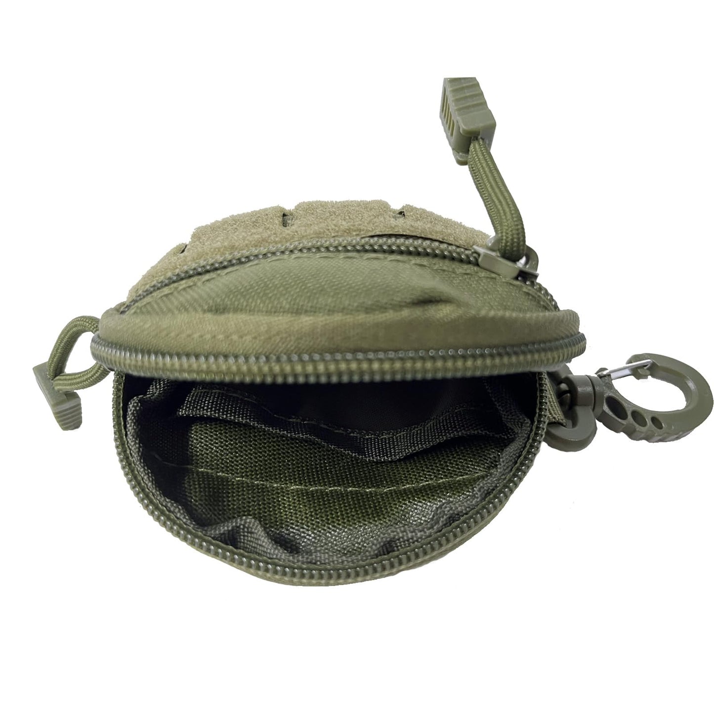 1000D Laser Cut Molle Pouch EDC Pouch Tactical Round Zipper Bag Case Coin Pouches Coin Purse Keychain Little Change Wallet Wireless Headset Pack Gadget Bag (Army Green)