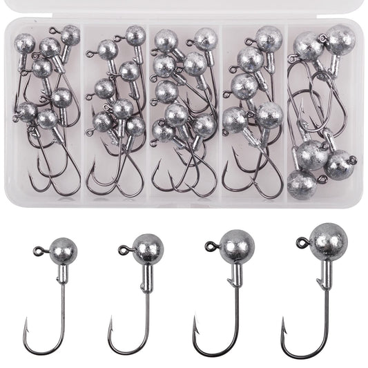Jig Heads Unpainted Crappie Jig Heads Round Ball Heads Jig Hooks Fishing Jig Heads Saltwater Freshwater Fishing Bass Trout Walleye