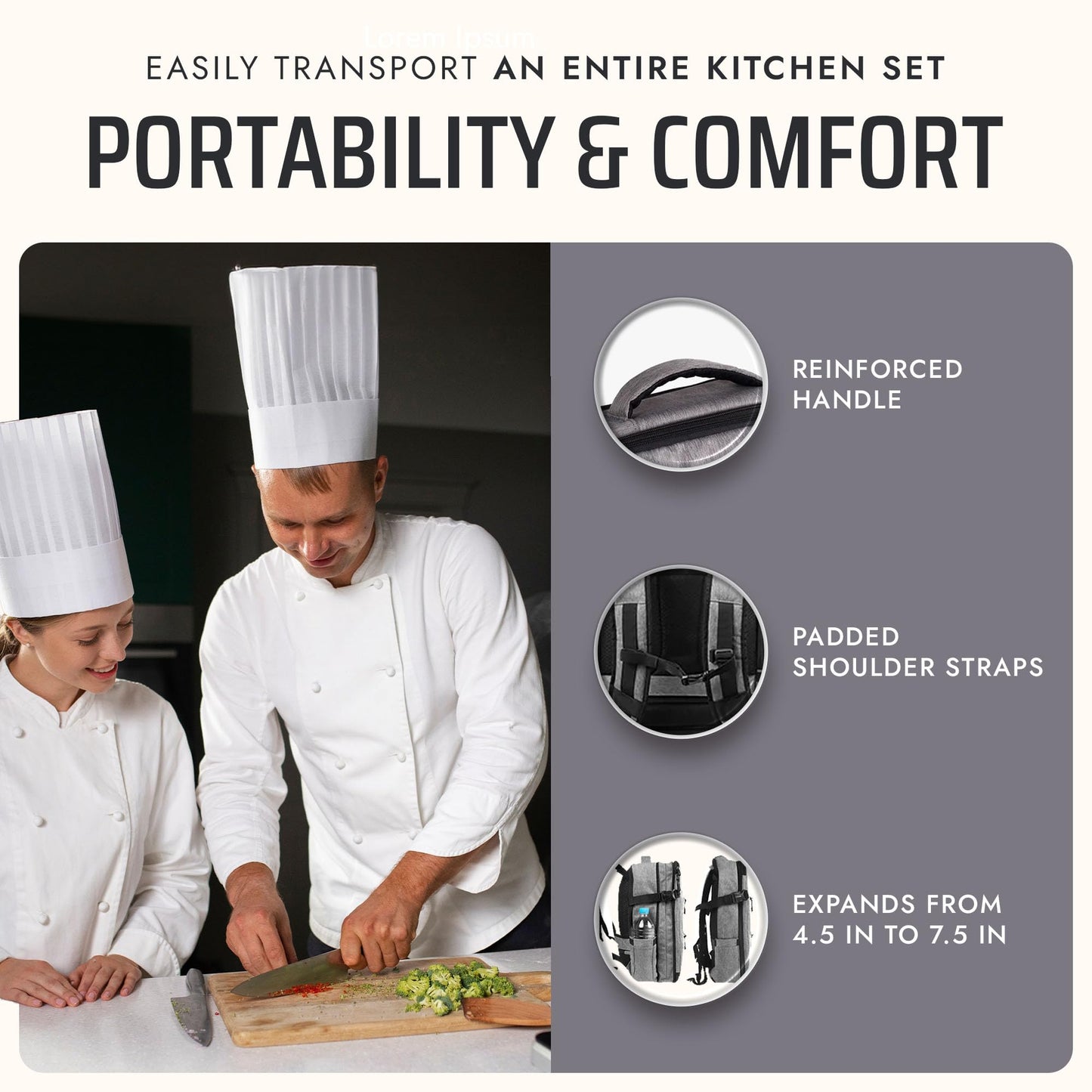 Asaya Chef Knife Backpack with 20-Pocket Knife Roll Bag - Over 30 Storage Pockets Chef Bag, Professional Backpack for Chefs and Culinary Students – Knives Not Included (Grey)