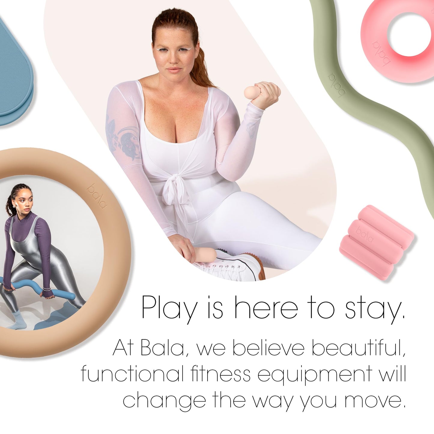 Bala Bars Dumbbell Set for Women & Men, 2lb Dumbbells (Blush) - Set of 2 Bars Designed for Walking, Strength Training, HIIT, Boxing & Aerobics - Hand Weights for Working Out at Home