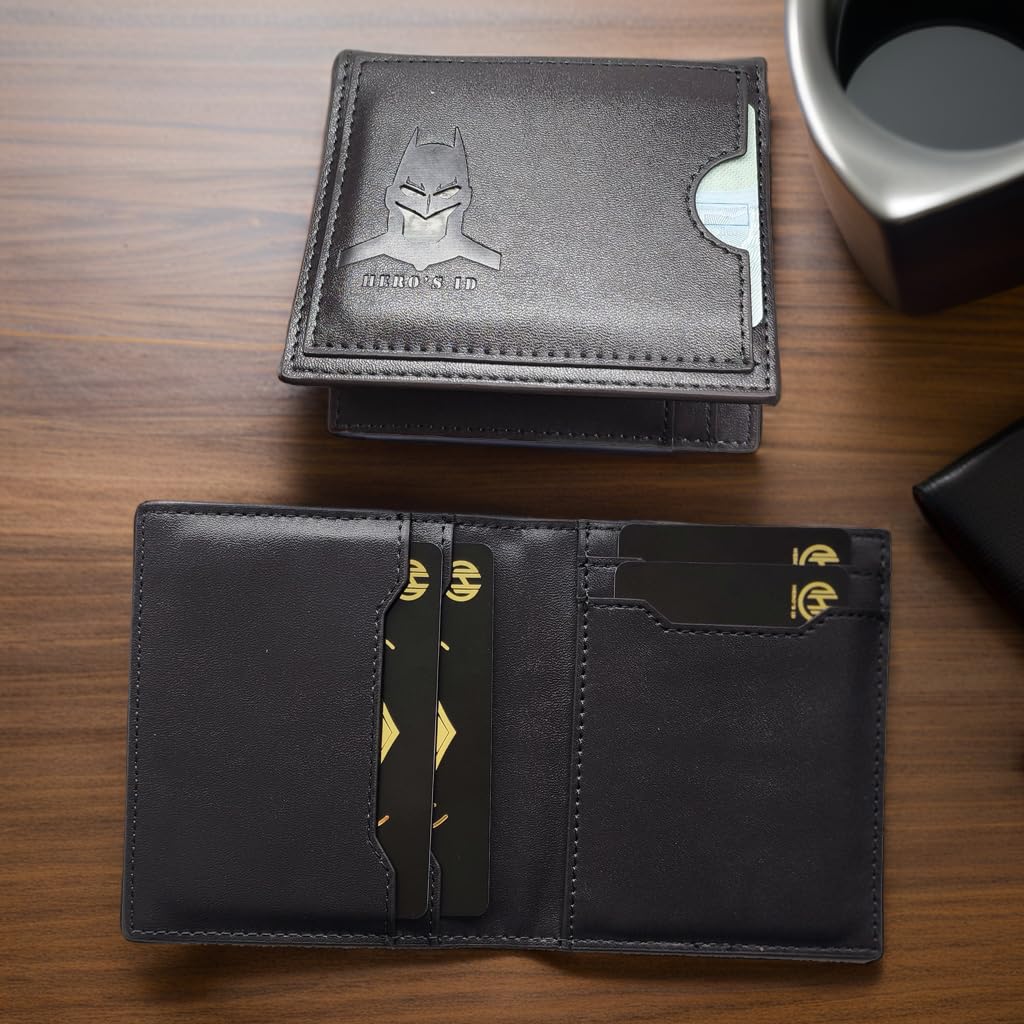 Leather Bat Wallet - Bifold wallet Man Woman, Superhero Mask Slim Card Holder, Bat ID Heroic wallet- Unique Valentine’s day Gift Birthday, Anniversary, for Dad, Husband, Boyfriend, Father's day