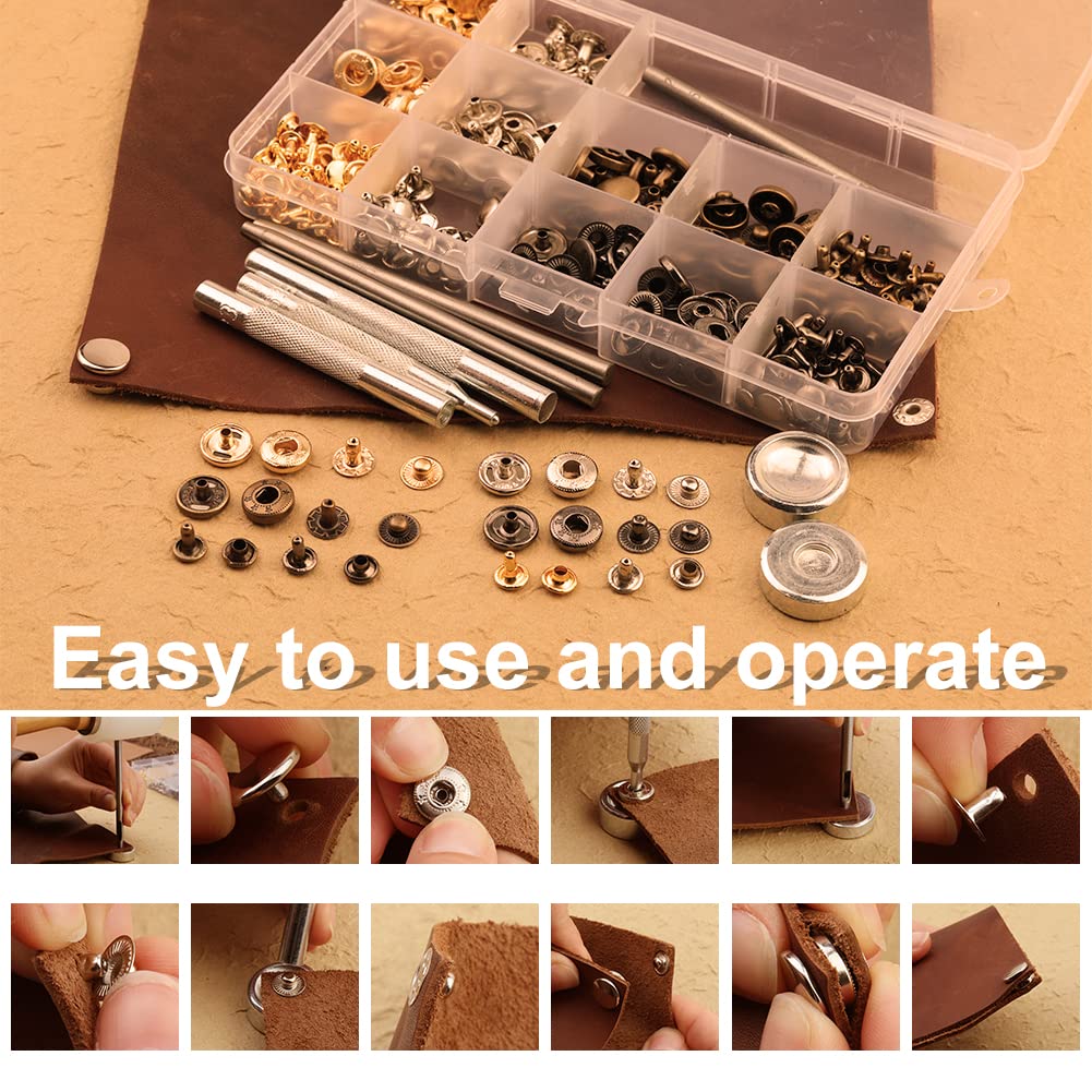Tikjiua 456Pcs Leather Working Tools with Apron and Tooling Bag, Leather Craft Kit with Tools for Stamping, Carving, Sewing, Beveling, Cutting, Crafting