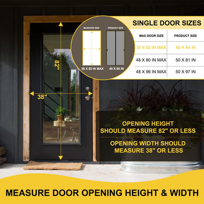 Magnetic Screen Door - Fit for Door Size:38x82 Inch, Screen Itself Size:40" x 84", Hands Free Mesh Partition,Heavy Duty Screen Door Mesh Curtain Keeps Bugs Out, Frame Hook & Loop, Pet and Kid Friendly