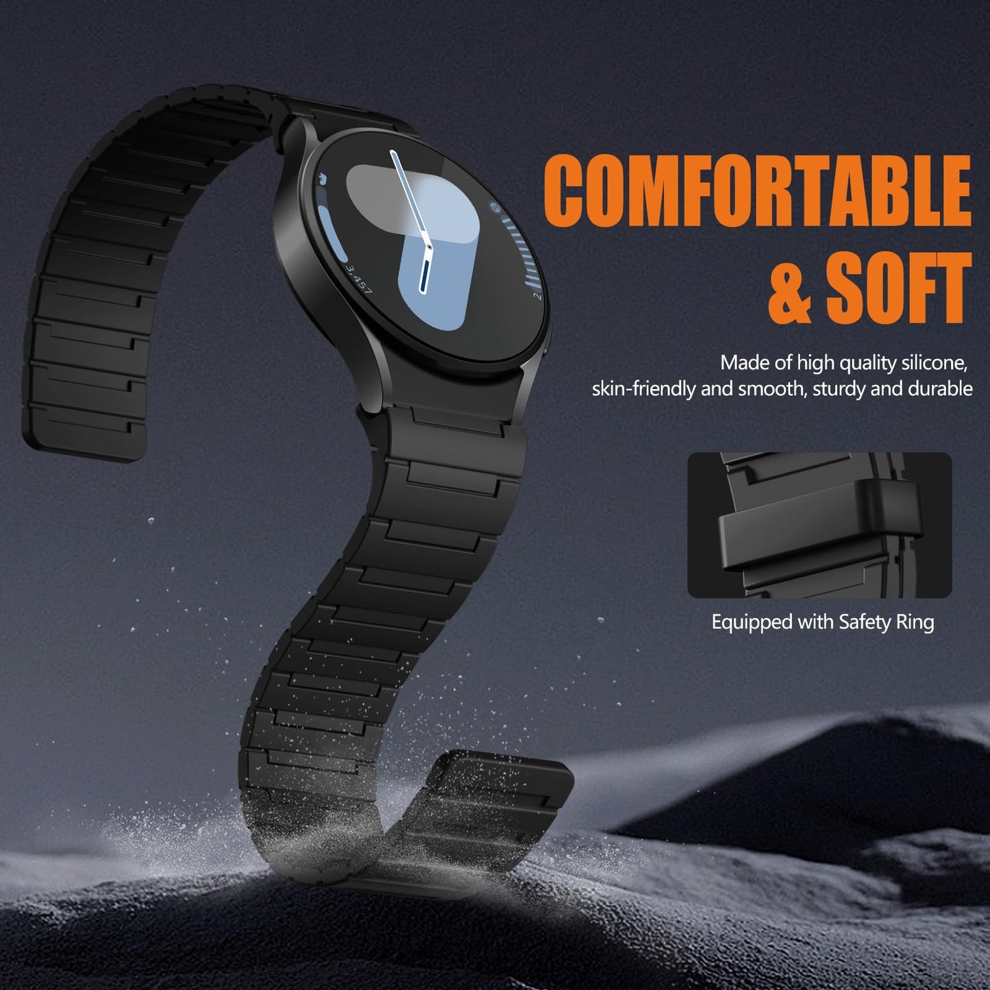 SNBLK Magnetic Band Compatible with Galaxy Watch 7 Band 6 5 4 FE 40mm 44mm/Galaxy Watch 5 Pro 45mm/6 4 Classic, No Gap 20mm Magnet Silicone Sport Strap for Samsung Watch Bands Men Women