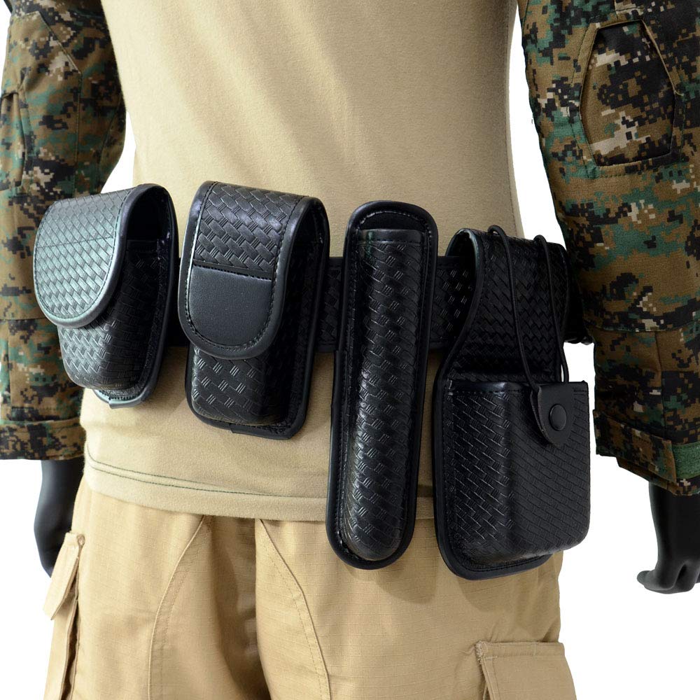 LytHarvest 8-in-1 Police Duty Belt Kit with Pouches, Law Enforcement Utility Belt Rig, Modular Security Guard Equipement, Tactical Utility Duty Belt, Basketweave (Medium)