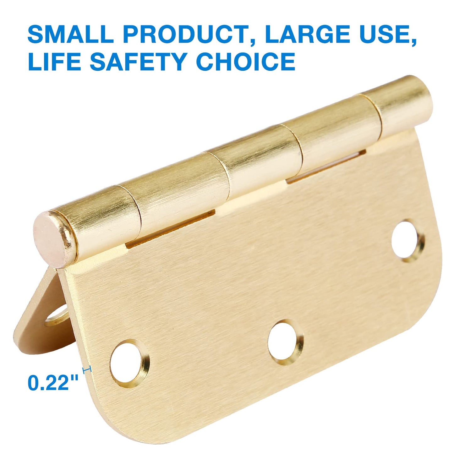 Rounded Door Hinges 3-1/2" x 3.5 inch, 5/8 Radius, Satin Brass 3 ½ Inch 18 Pack