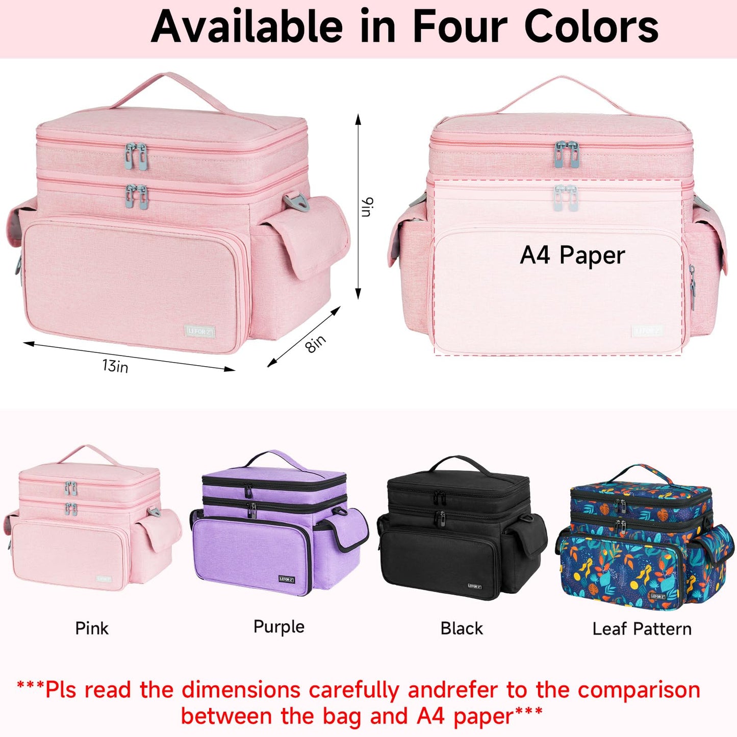 LEFOR·Z Large Sewing Supplies Organizer Storage Bag,Double-Layer Protable Travel Sewing Basket for Sew Accessories & Tools,Pink(Bag Only)