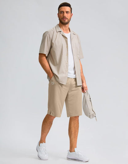 G Gradual Men's Athletic Shorts with Pockets 9" / 11" Long Basketball Shorts Lightweight Quick Dry Gym Workout Shorts for Men(Light Khaki,XL)