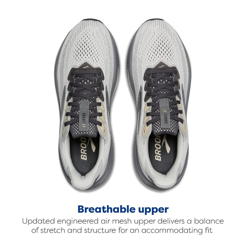 Brooks Men’s Ghost 17 Neutral Running Shoe - Vaporous Grey/Primer/Sand - 11 Medium