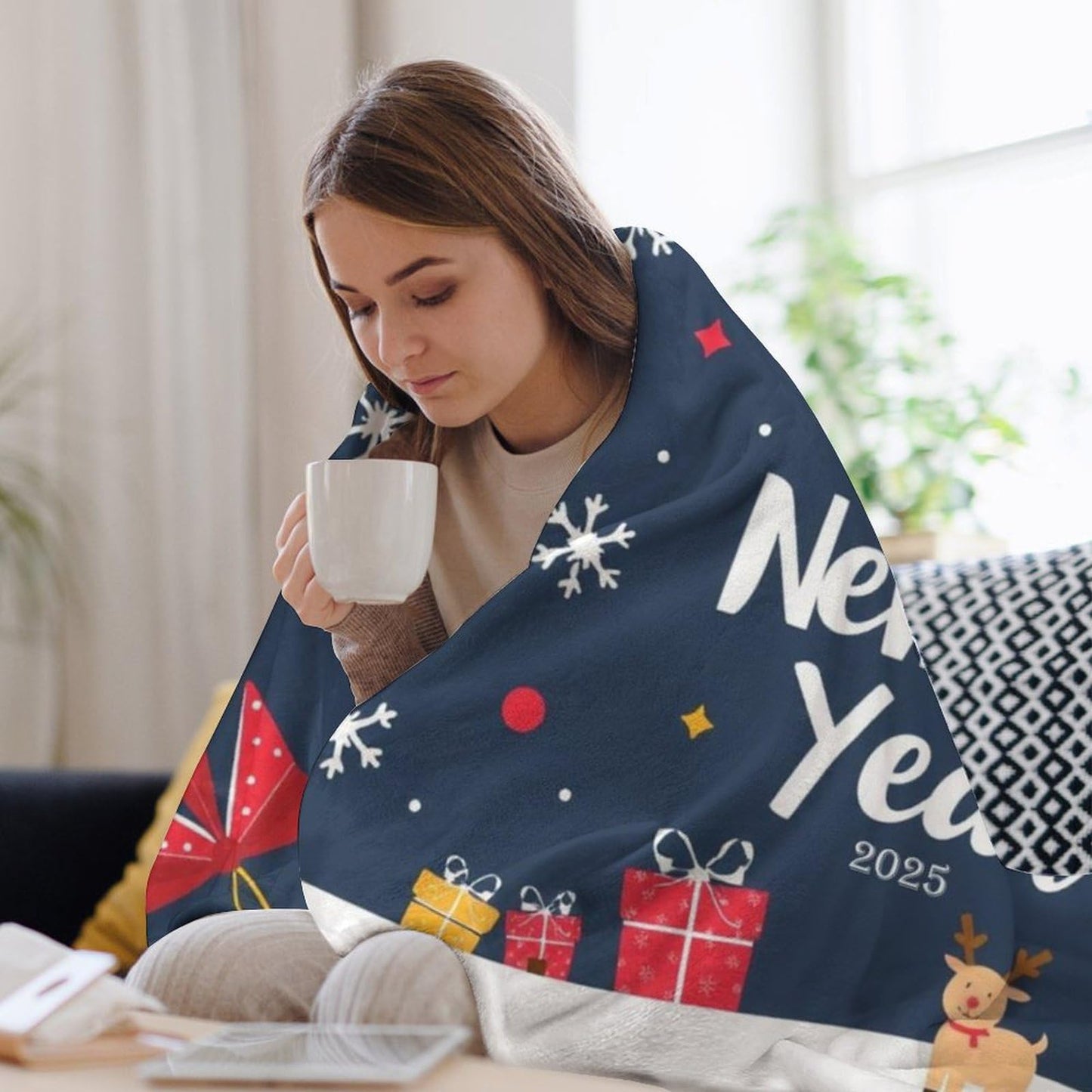 Christmas Printed Blanket Super Soft Flannel Fleece Cozy Blankets for Bed,Sofa,Couch,Gifts for Women Men,Camping and Travel Warm Fuzzy Blanket for All Season (Merry Christmas, 50" x60)