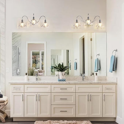 Chrome Bathroom Vanity Lights Modern Crystal Vanity Lighting Fixtures 3-Lights Bathroom Lights for Bathroom Bedroom Kitchen Living Room Dining Room